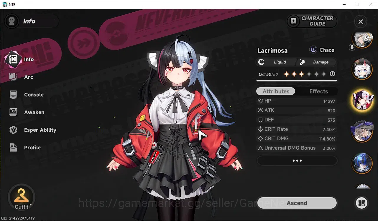 Neverness to Everness Accounts GLOBAL SEA|HL 43|TL 20|8SSR Lacrimosa,Hotori,Nanal image 3