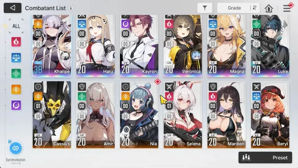 Chaos Zero Nightmare Accounts GLOBAL Lv 30|6 SSR[Veronica+Sign,Haru,Khalipe,Magna,Kayron,Luke]+10 SR[MikaM2,SelenaM1,Etc]|1 3