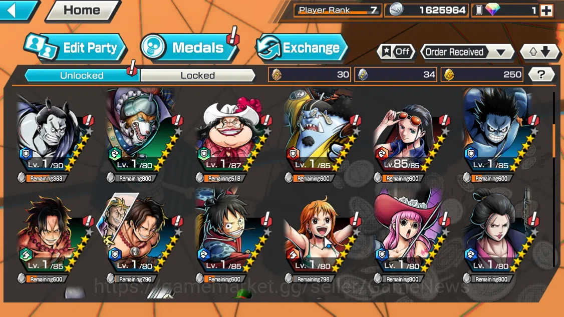 One Piece Bounty Rush Accounts Global|5EX|Bp Kuzan,AMS[Borsalino],Gp Edward Newga image 5