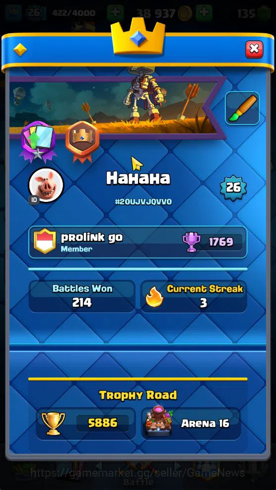 Clash Royale Accounts Lv 26|Trophy 5886|KTL 9|Limit Skin|Card 93|1 Hero image 2