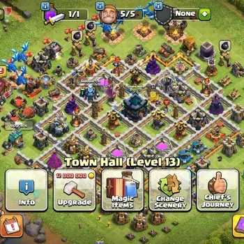 Clash of Clans Accounts High-End LV 100|TH 13-BH 7|HH 6|Limited Skin|BK 47,AQ 51,GW 18,MP 31|BM 4|68 Medal Coin|229 Gems|CN