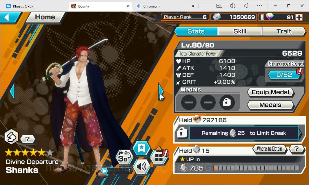 One Piece Bounty Rush Accounts Starter Global|3EX|T5Elder Nusjuro,T5Elder Saturn,FR Shanks,DD Shanks,BMO 7