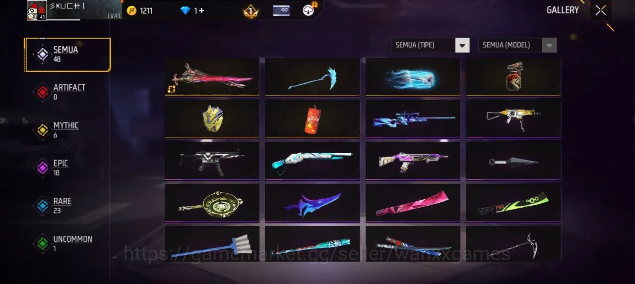 Free Fire Accounts Singapore | AKUN LVL  43 SG WINTERLANDS 2020 VAULT 32 EMOTE 5 KATANA LOBY 2 FIST 1 TAS 19 WEAPON 48 | W144 7