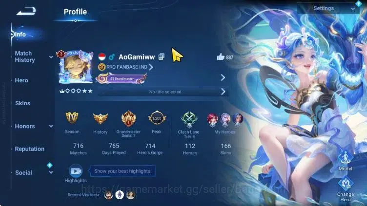 Honor of Kings Accounts Global Skin112 Hero166 |Legend Angela,ButterFly,Li image 13