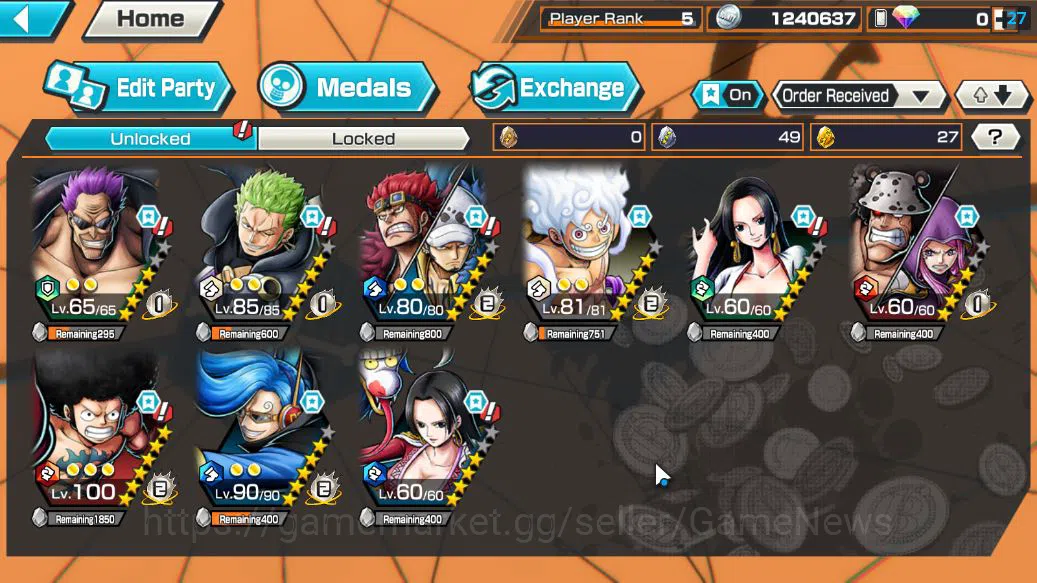 One Piece Bounty Rush Accounts Starter Global|3 EX|Film Z Zephyr,Onigashima Kid & Law,4Emperor Luffy |Rank 3
