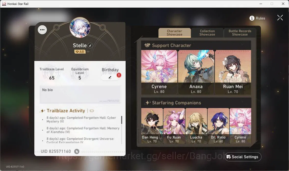 Honkai Star Rail Accounts ASIA|TL 65|11 limit|Anaxa E2+sign,YaoGuang,Evernig image 9