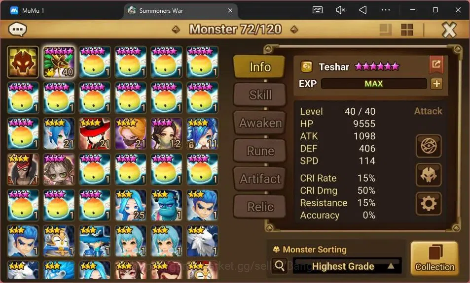 Summoners War: Sky Arena Accounts GLOBAL | NB 5 TESHAR,Starter Gacha 115 12Y+160 11Y image 2