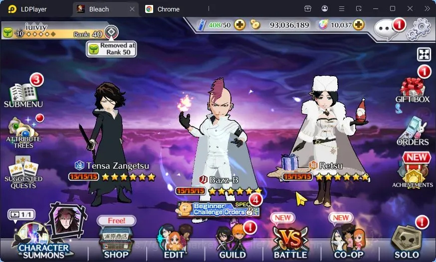 Bleach: Brave Souls Accounts Starter Global |104K BP+10K Orb|Fresh Story|Retsu Cm24,Bazz-B TYBW24,Zangetsu 1