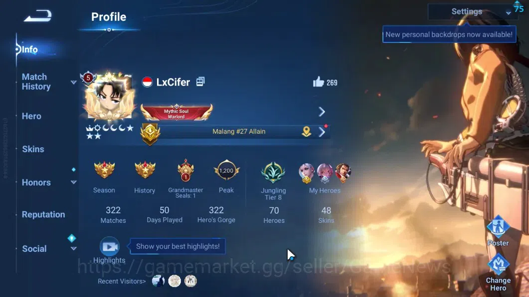 Honor of Kings Accounts Hero 70 Skin 48|Nobility 5|Precious(Zhang Fei,Jing image 2