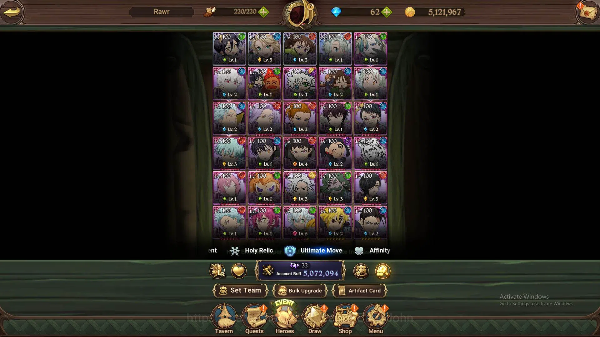 The Seven Deadly Sins: Grand Cross Accounts Others ASIA|5M CC|4LR Roxy4/6,Merlin,Diane,Elizabeth|Full collab FF 14