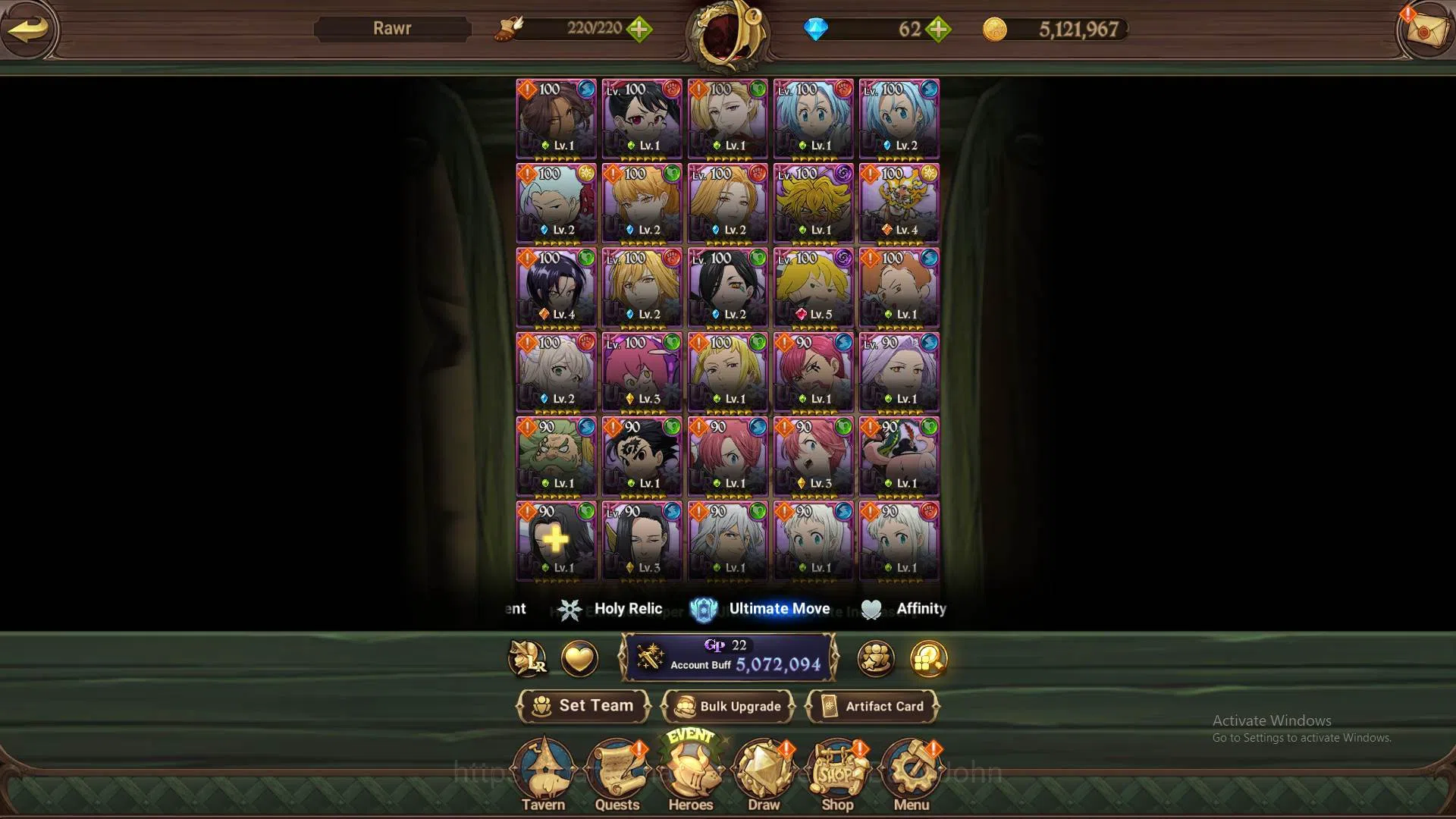 The Seven Deadly Sins: Grand Cross Accounts Others ASIA|5M CC|4LR Roxy4/6,Merlin,Diane,Elizabeth|Full collab FF 15