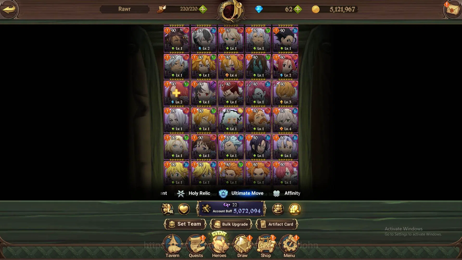 The Seven Deadly Sins: Grand Cross Accounts Others ASIA|5M CC|4LR Roxy4/6,Merlin,Diane,Elizabeth|Full collab FF 16