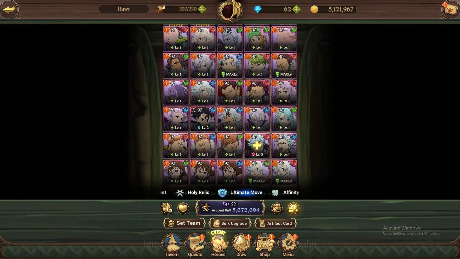 The Seven Deadly Sins: Grand Cross Accounts Others ASIA|5M CC|4LR Roxy4/6,Merlin,Diane,Elizabeth|Full collab FF 17