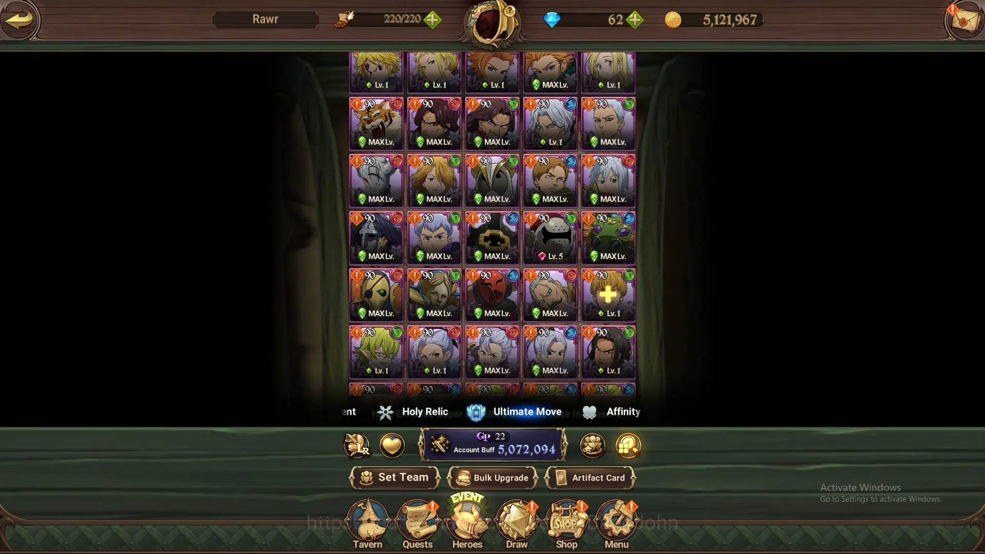 The Seven Deadly Sins: Grand Cross Accounts Others ASIA|5M CC|4LR Roxy4/6,Merlin,Diane,Elizabeth|Full collab FF 18