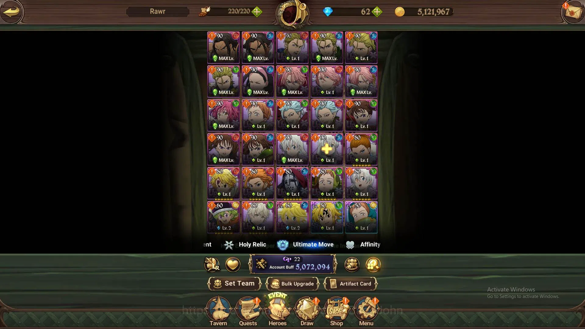 The Seven Deadly Sins: Grand Cross Accounts Others ASIA|5M CC|4LR Roxy4/6,Merlin,Diane,Elizabeth|Full collab FF 19