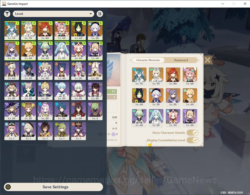 Genshin Impact Accounts Mid Game Asia|AR 47|4 Limited + 2(*5 Weapon)|Vodyanitsa,Vesna,Varesa,Mavuika|Birthday Unset|Male 1