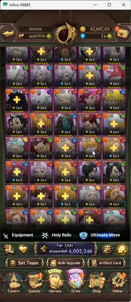 The Seven Deadly Sins: Grand Cross Accounts ASIA | 1 LR Elizabeth | 9 UR DKM, WK Gowther, Sabu image 3