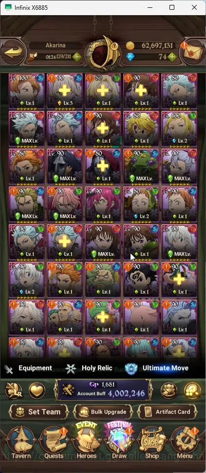 The Seven Deadly Sins: Grand Cross Accounts ASIA | 1 LR Elizabeth | 9 UR DKM, WK Gowther, Sabu image 4