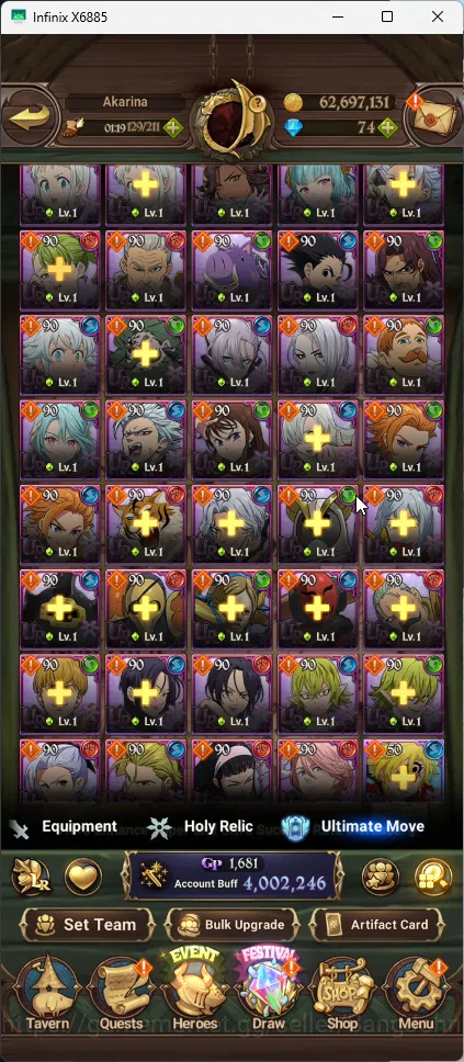 The Seven Deadly Sins: Grand Cross Accounts ASIA | 1 LR Elizabeth | 9 UR DKM, WK Gowther, Sabu image 5