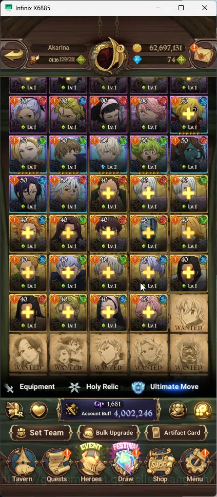 The Seven Deadly Sins: Grand Cross Accounts ASIA | 1 LR Elizabeth | 9 UR DKM, WK Gowther, Sabu image 6