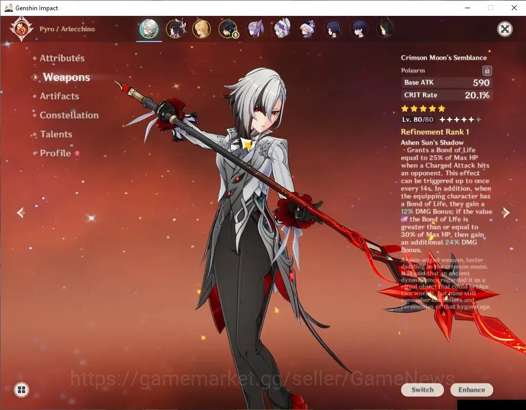 Genshin Impact Accounts Asia|Rate ON|AR 47|3 Limited+4(*5 Wep)|[Arlecchino image 4
