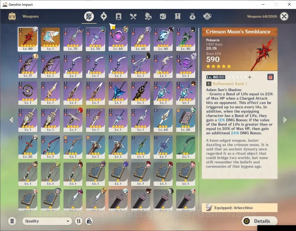Genshin Impact Accounts Asia|Rate ON|AR 47|3 Limited+4(*5 Wep)|[Arlecchino image 5