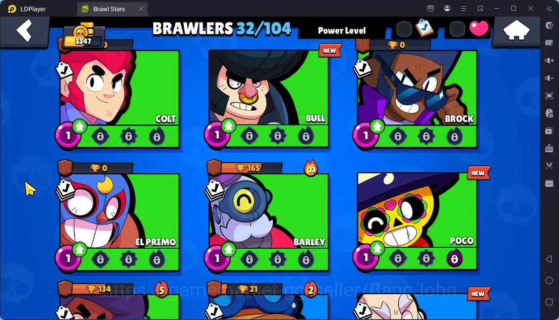 Brawl Stars Accounts Global |Trophy 3347|32 Brawler|3 Max Hypercharge|12274 Bling+44 Gems|1Legendary[Jock 7