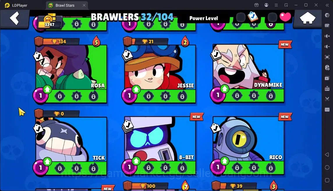 Brawl Stars Accounts Global |Trophy 3347|32 Brawler|3 Max Hypercharge|12274 Bling+44 Gems|1Legendary[Jock 8