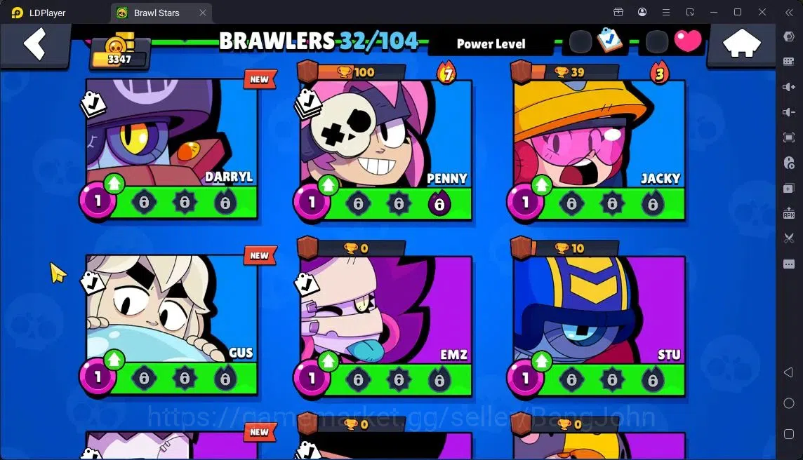 Brawl Stars Accounts Global |Trophy 3347|32 Brawler|3 Max Hypercharge|12274 Bling+44 Gems|1Legendary[Jock 9