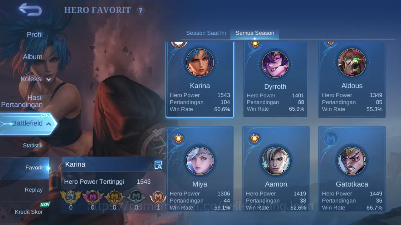 Mobile Legends: Bang Bang Accounts Hero 55 Skin 68 | KOF Karina | Luckybox Odette, Ru image 13