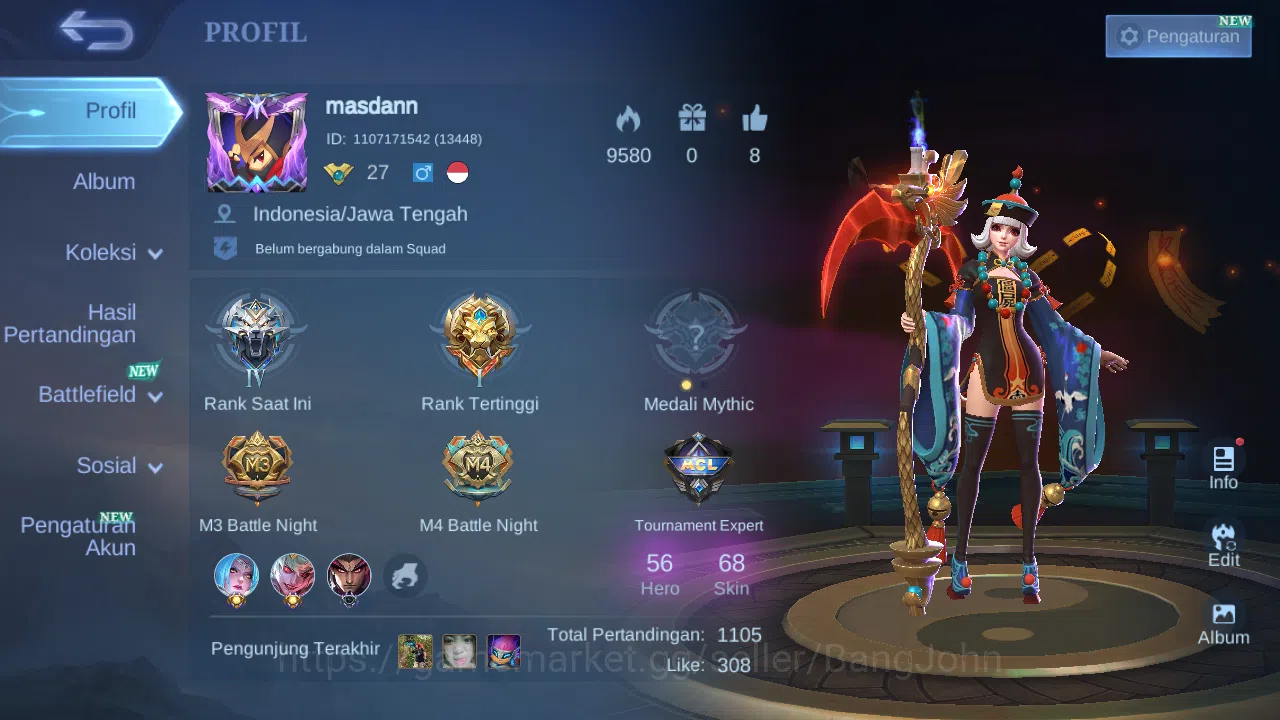 Mobile Legends: Bang Bang Accounts Hero 55 Skin 68 | KOF Karina | Luckybox Odette, Ru image 14