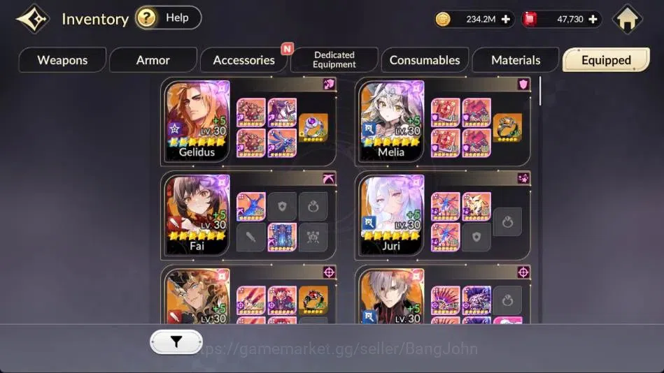 Seven Knights Re:Birth Accounts Global |5 EX7 (Fai,Juri,Roise,Gelidus,Melia)|31 TC image 7