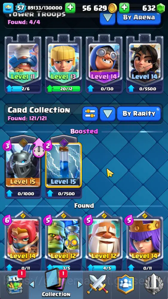 Clash Royale Accounts Midgame Lvl 57|Trophy 10001|KTL 11|Limited Skin|Card 121|15 EVO,8 Champ,21 Legend,33 Epic,30 Rare,29 14