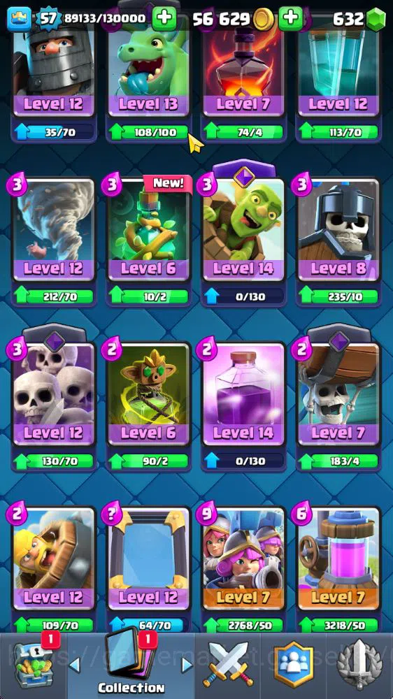 Clash Royale Accounts Midgame Lvl 57|Trophy 10001|KTL 11|Limited Skin|Card 121|15 EVO,8 Champ,21 Legend,33 Epic,30 Rare,29 18