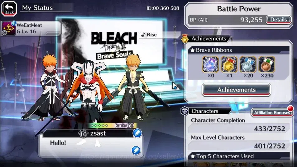 Bleach: Brave Souls Accounts [GLOBAL]20K Orbs+Fresh All Story|Ichigo Crescent,I image 2