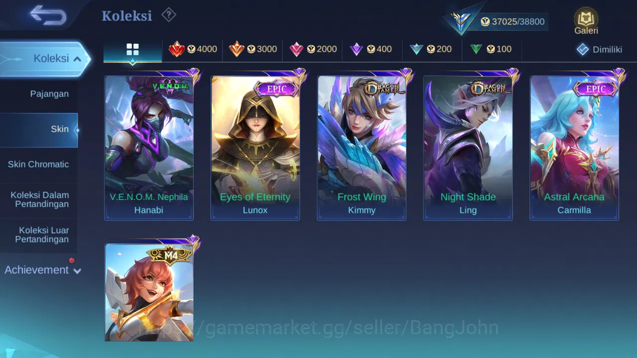 Mobile Legends: Bang Bang Accounts GLOBAL Hero 106 Skin 171 | Luckybox Kaja | CC Nata image 5