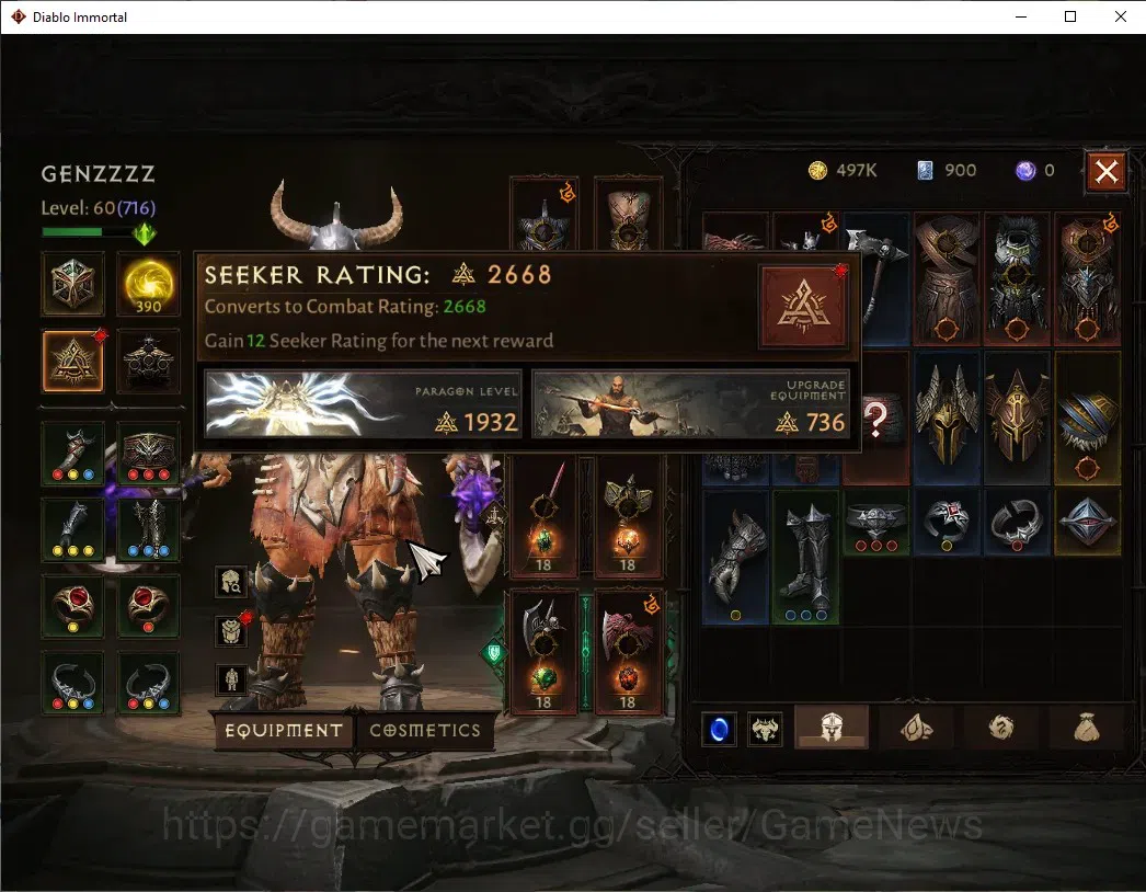 Diablo Immortal Accounts SEA - Anu|CS ON|Lv60(716)|Barbarian|41k CR|Reso 39 image 5