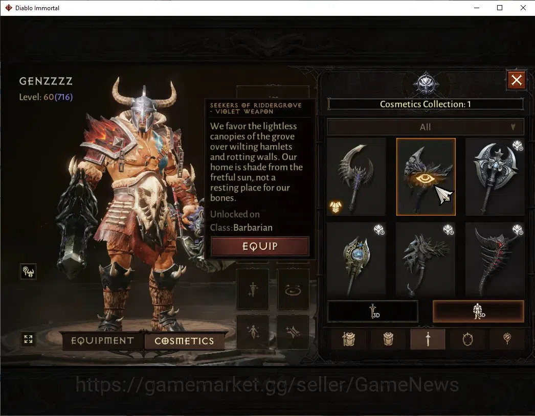 Diablo Immortal Accounts SEA - Anu|CS ON|Lv60(716)|Barbarian|41k CR|Reso 39 image 9