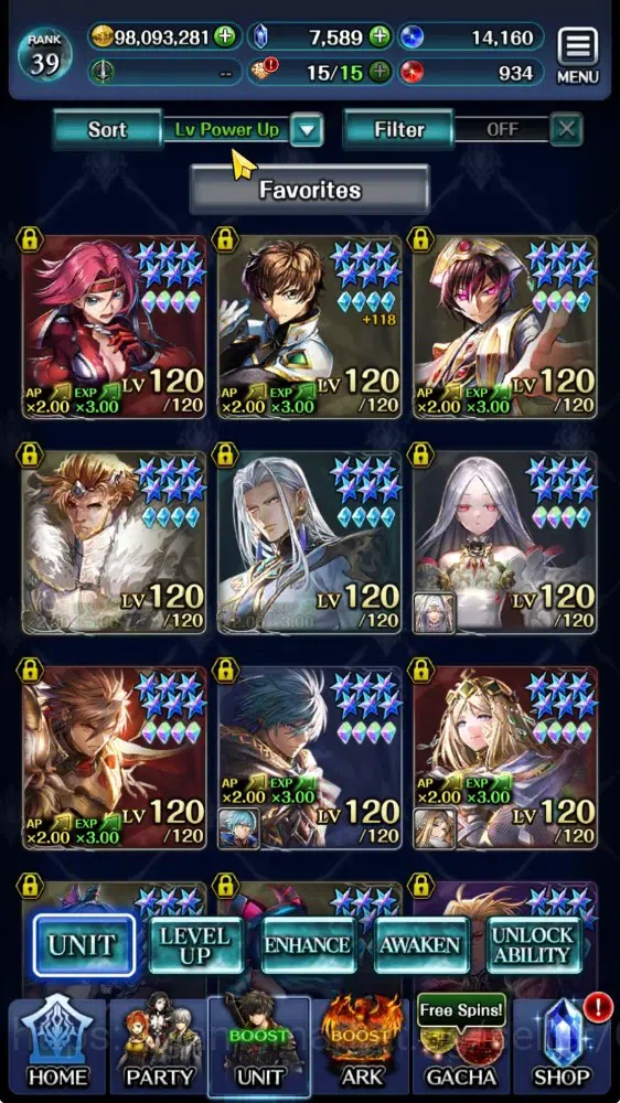 Last Cloudia Accounts GLOBAL|Rank 39|Top Tier Unit (E.Lelouch,Kallen,Suz image 14