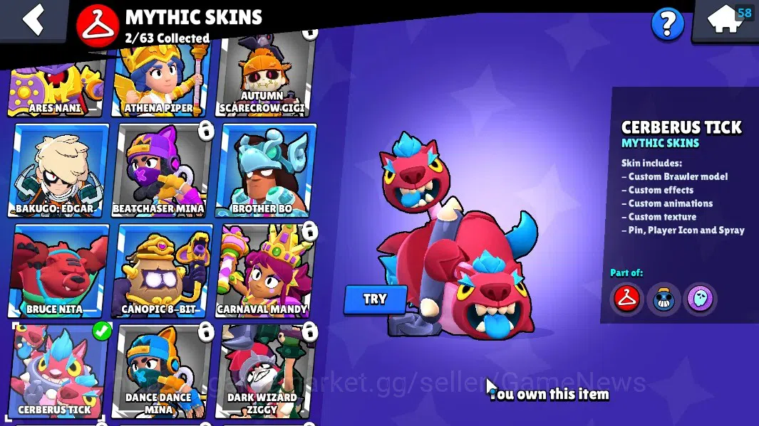 Brawl Stars Accounts 10473 Trophy|43 Brawler 7 Max Lvl|4k Bling|2 Legen image 17