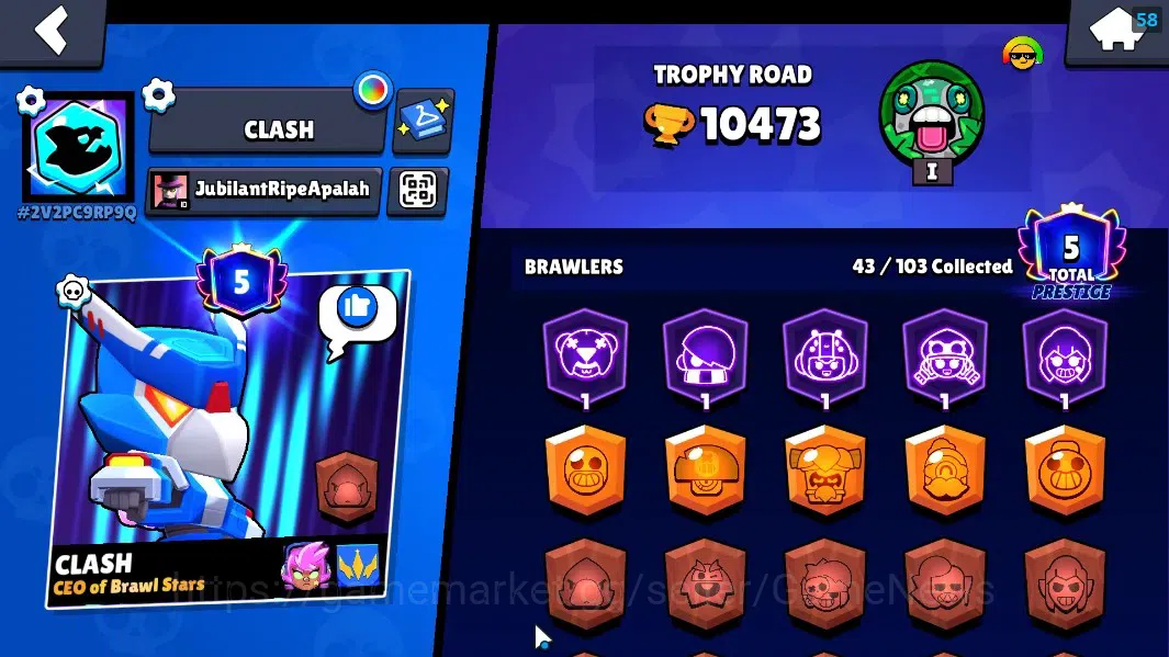 Brawl Stars Accounts 10473 Trophy|43 Brawler 7 Max Lvl|4k Bling|2 Legen image 2