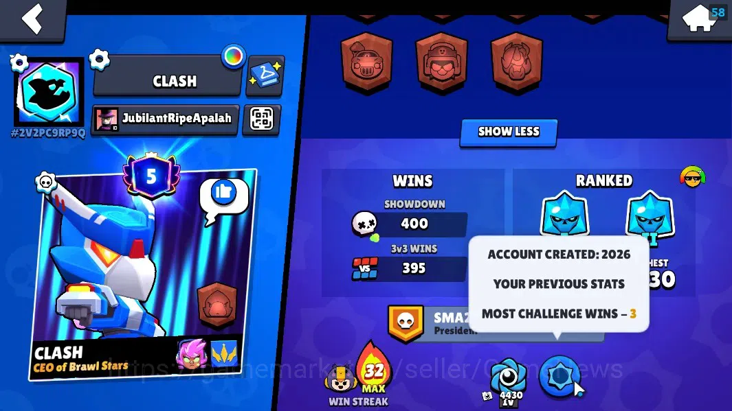 Brawl Stars Accounts 10473 Trophy|43 Brawler 7 Max Lvl|4k Bling|2 Legen image 3