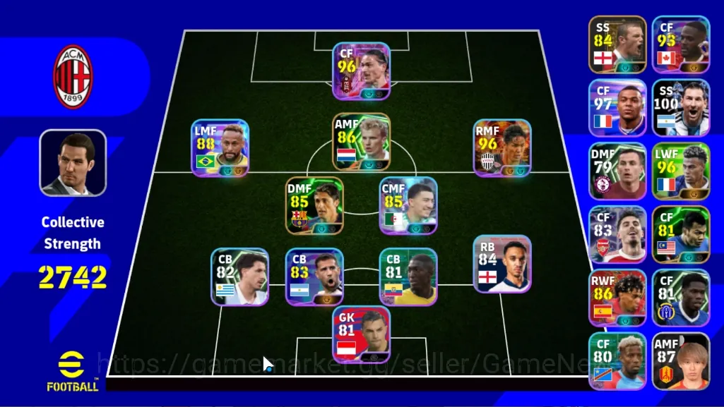 eFootball Accounts Starter Andorid|Power 2742|Epic Dennis Bergkamp,Edmilson,Wayne Rooney,Safee Sali|8 Show Time Darwin 1