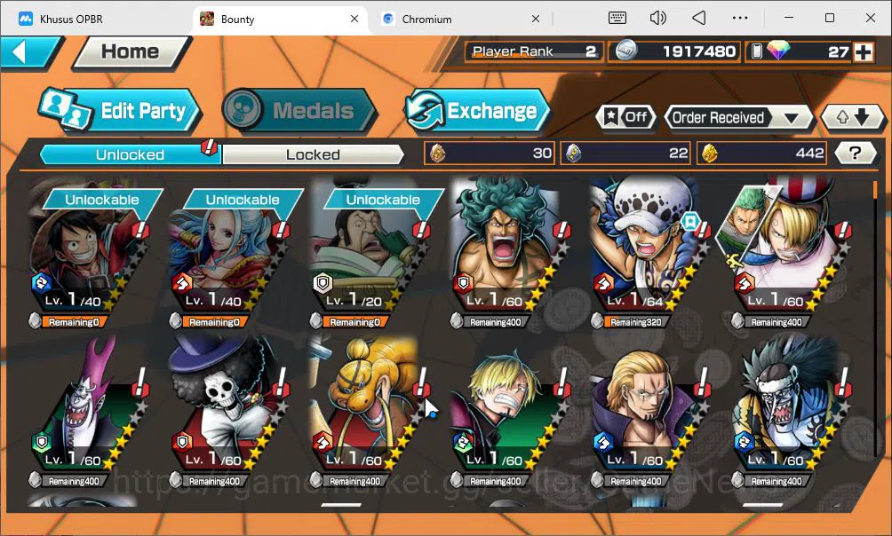 One Piece Bounty Rush Accounts Global|6EX|DD Shanks,WI Law,KS Yamato,LH D.Garp,T5 image 10