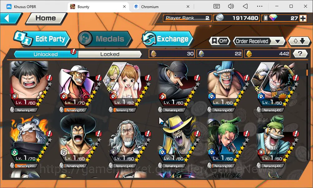 One Piece Bounty Rush Accounts Global|6EX|DD Shanks,WI Law,KS Yamato,LH D.Garp,T5 image 11