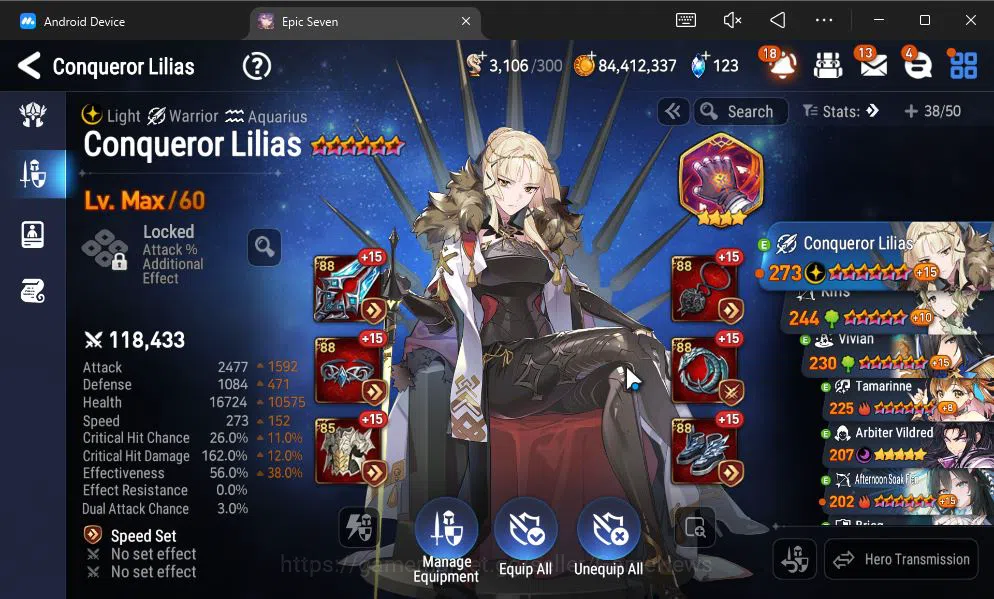 Epic Seven Accounts GLOBAL UNVERIF|9 ML(ConQ Lilias,LH Cermia,Har Sett image 4