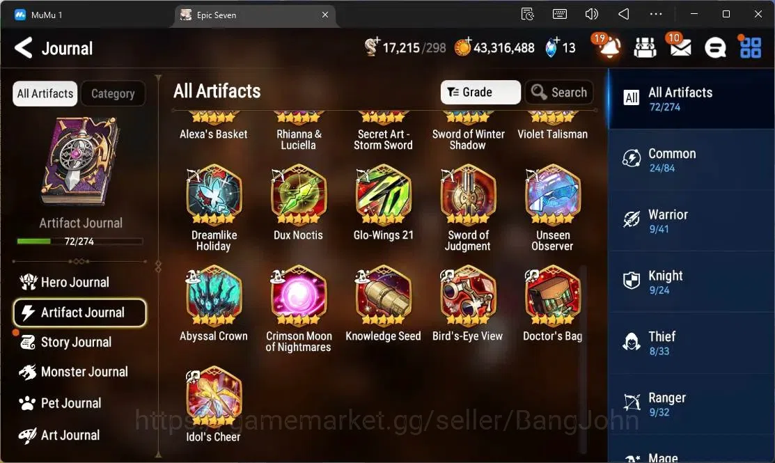 Epic Seven Accounts High-End Global Unverif | 15 ML(C Lilias,Belian,LR Krau,SE Celine,C Pavel,A Laika,LW 10