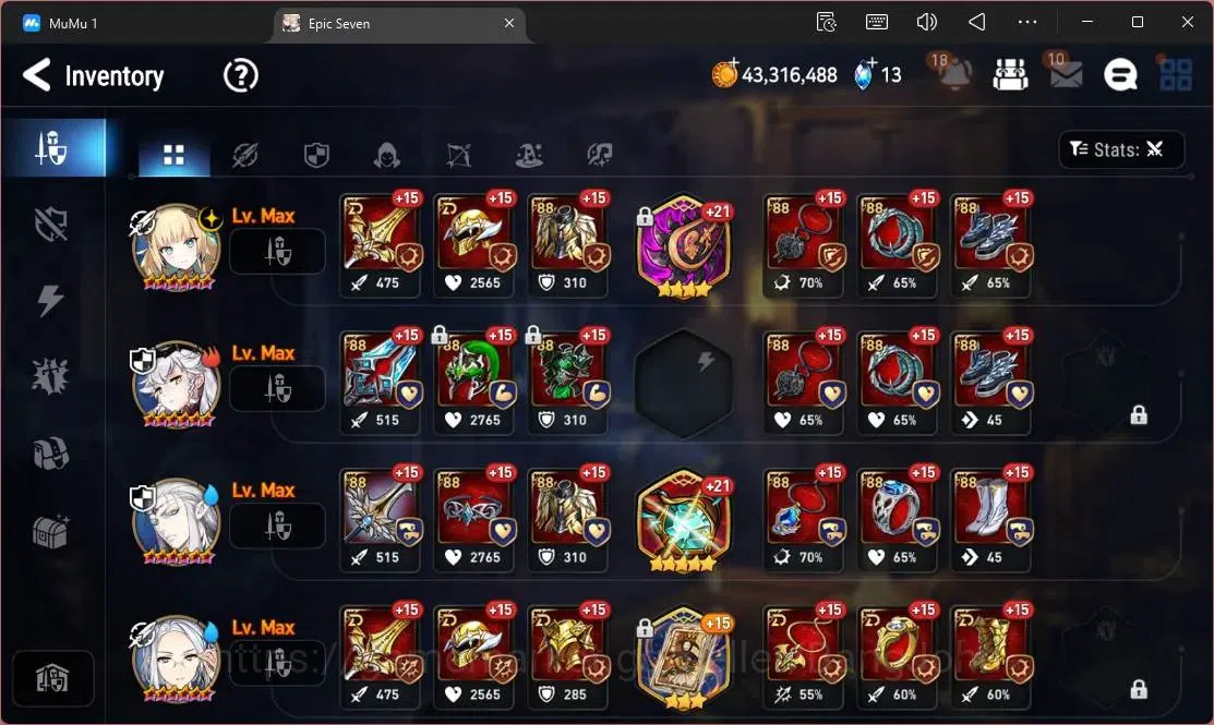 Epic Seven Accounts High-End Global Unverif | 15 ML(C Lilias,Belian,LR Krau,SE Celine,C Pavel,A Laika,LW 17