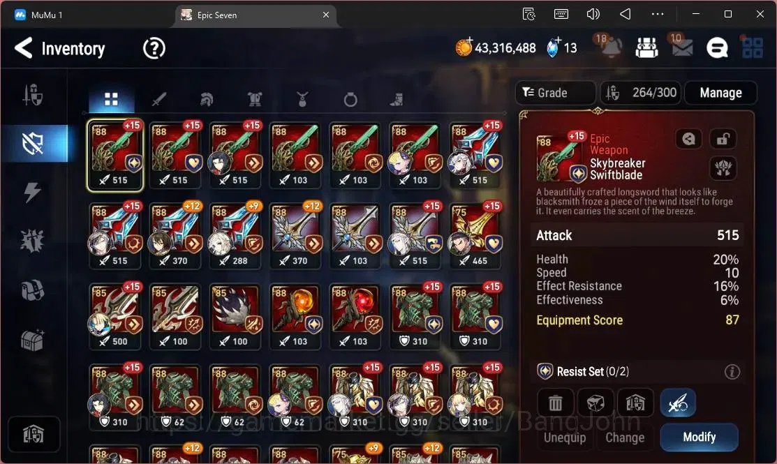 Epic Seven Accounts High-End Global Unverif | 15 ML(C Lilias,Belian,LR Krau,SE Celine,C Pavel,A Laika,LW 18