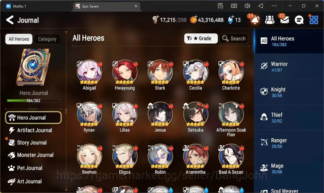 Epic Seven Accounts High-End Global Unverif | 15 ML(C Lilias,Belian,LR Krau,SE Celine,C Pavel,A Laika,LW 5
